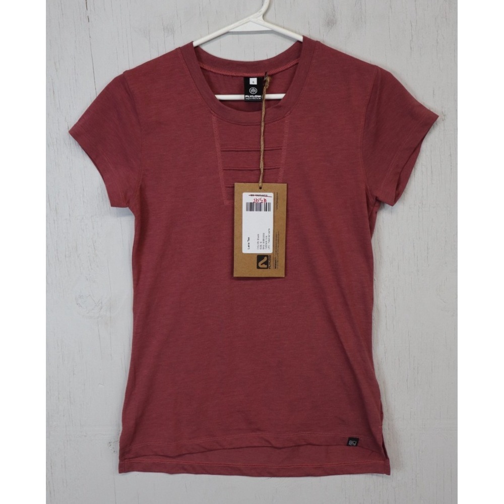 Flylow Women's Shirt Short Sleeve Lana Tee Red Blush Size S New With Tags Wool